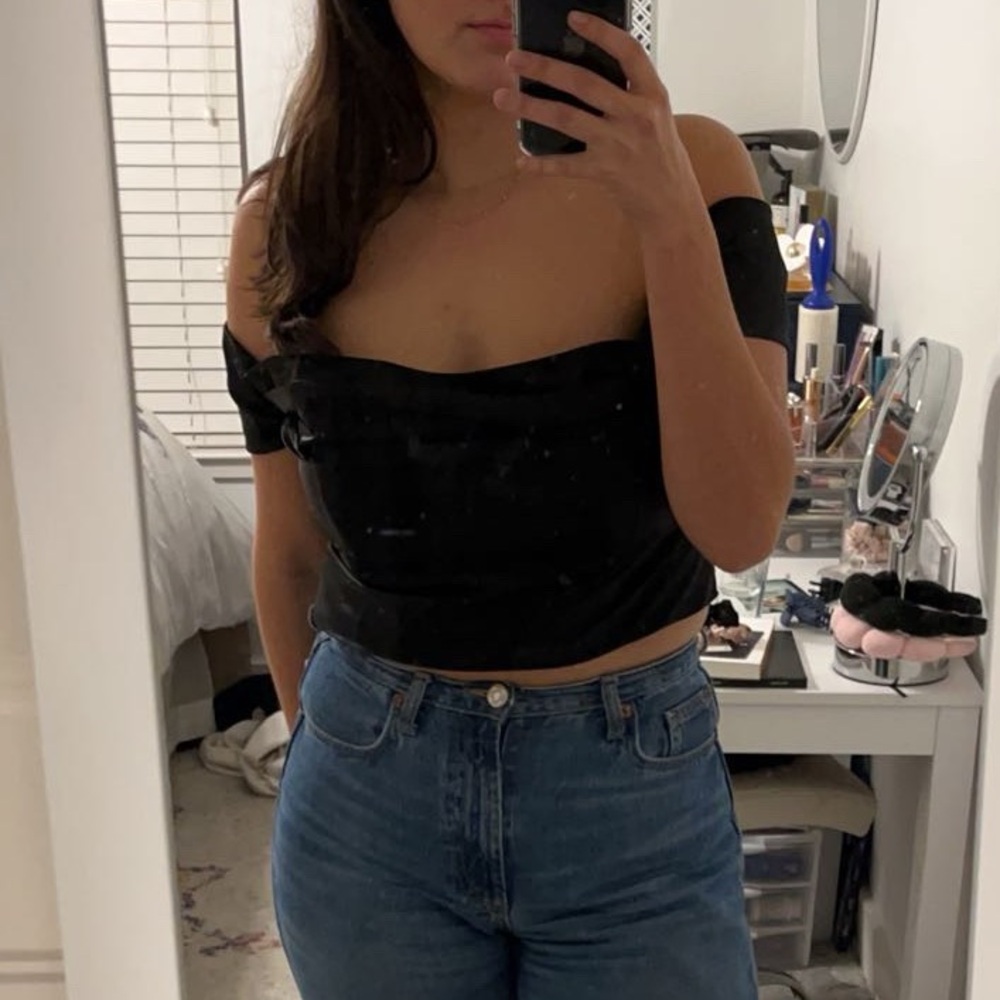 Superdown Black Satin Top
